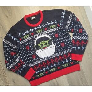 Star Wars Unisex XXL / 2XL RARE Baby Yoda Mandalorian Holiday Christmas Sweater